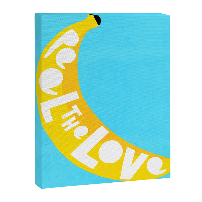 Big fruit Banana with 'Peel the love' typographic pun Canvas Print Gallery Image 1