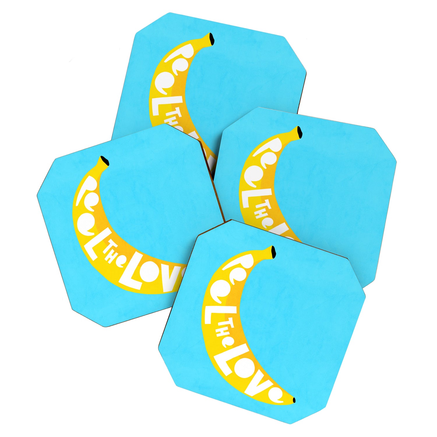 Big fruit Banana with 'Peel the love' typographic pun Coaster Gallery Image 1
