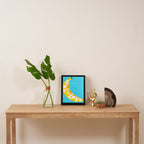 Big fruit Banana with 'Peel the love' typographic pun Framed Canvas Print Gallery Image 4