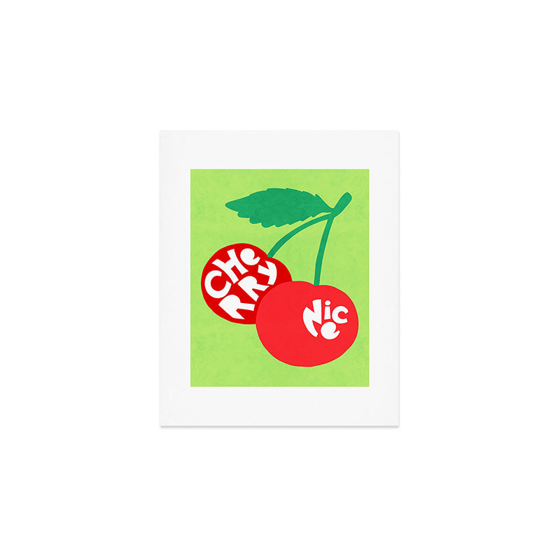 Big fruit Cherry duo with fun pun 'Cherry Nice'  Art Print Gallery Image 1