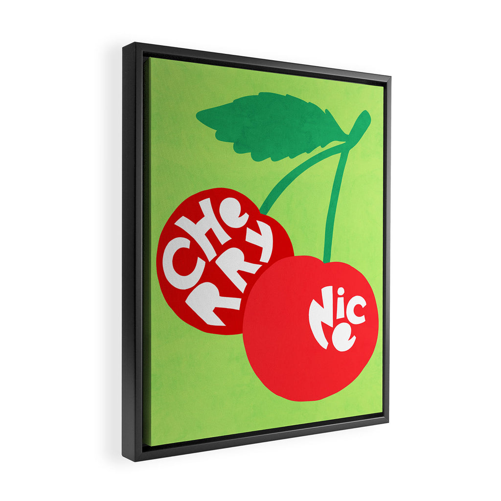 Big fruit Cherry duo with fun pun 'Cherry Nice'  Framed Canvas Print Gallery Image 2