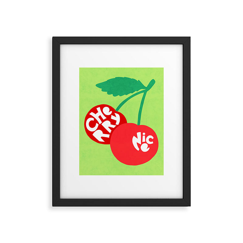 Big fruit Cherry duo with fun pun 'Cherry Nice'  Framed Art Print Gallery Image 5