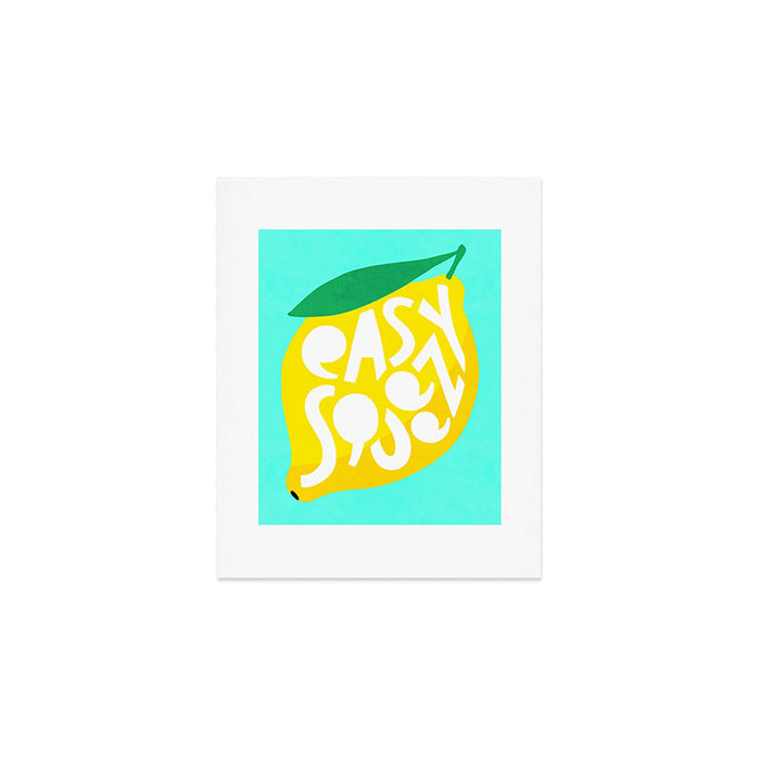 Big Fruit Lemon 'Easy Squeezy' Typographic pun  Art Print Gallery Image 1