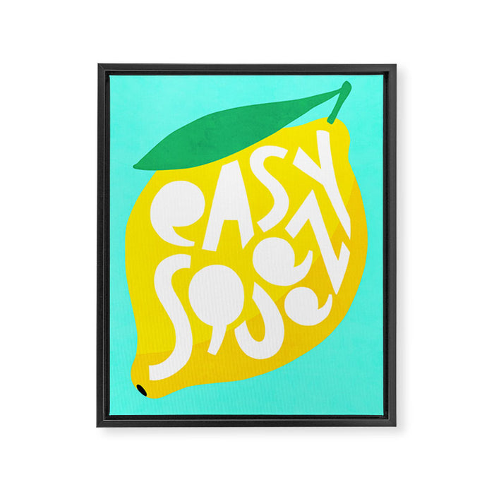Big Fruit Lemon 'Easy Squeezy' Typographic pun  Framed Canvas Print Gallery Image 1