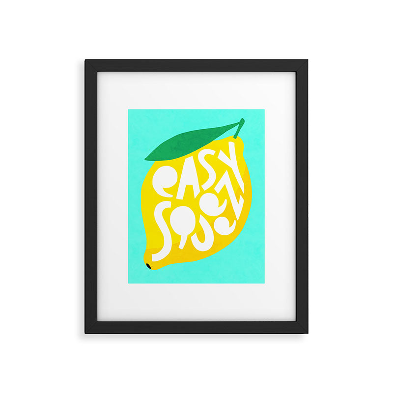 Big Fruit Lemon 'Easy Squeezy' Typographic pun  Framed Art Print Gallery Image 5