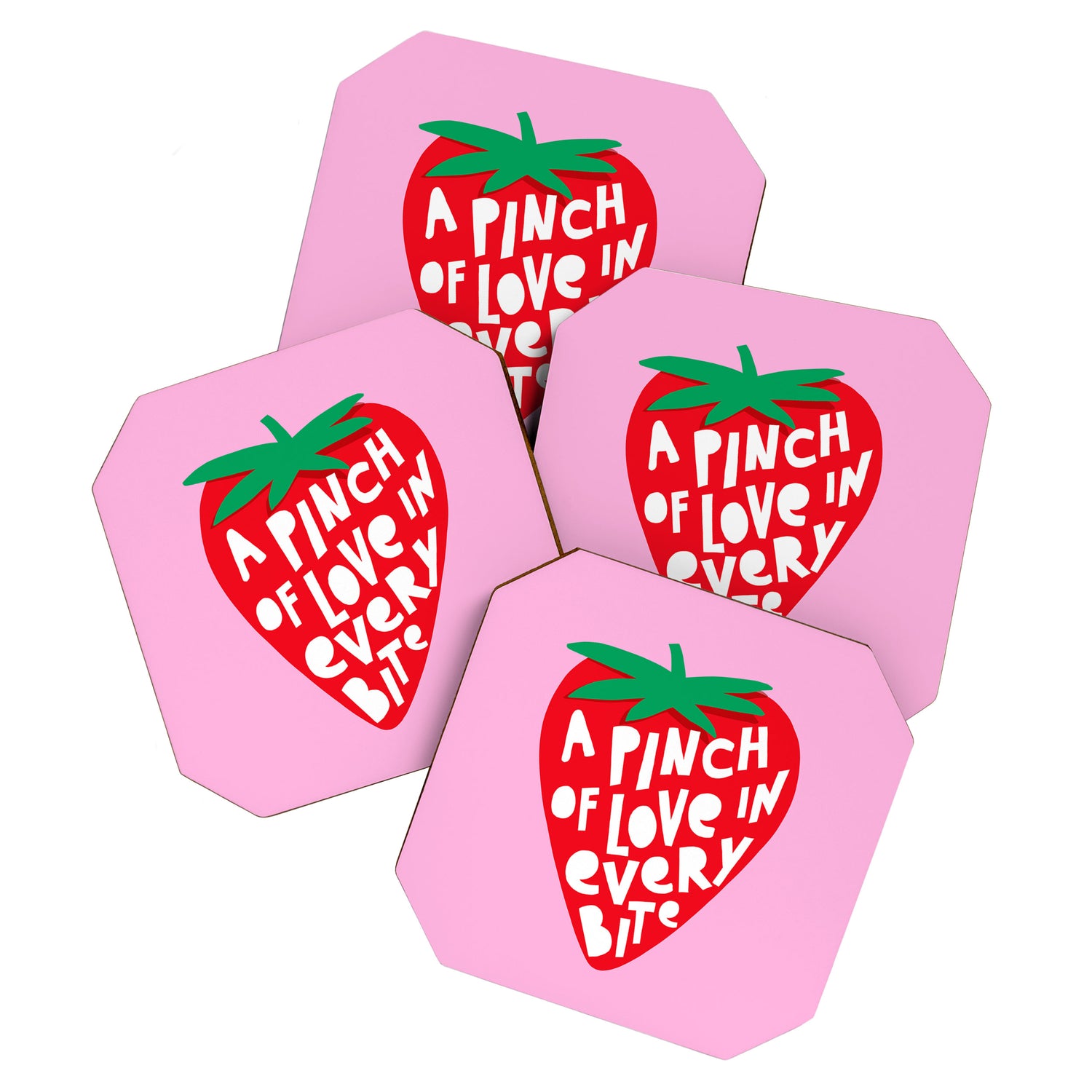 Big Strawberry Fruit with Cut-out Love words Coaster Gallery Image 1