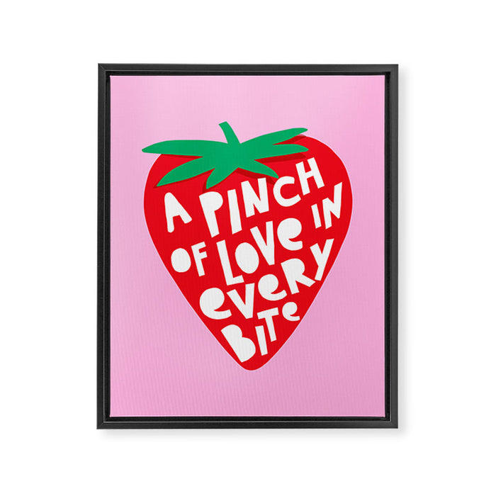 Big Strawberry Fruit with Cut-out Love words Framed Canvas Print Gallery Image 1