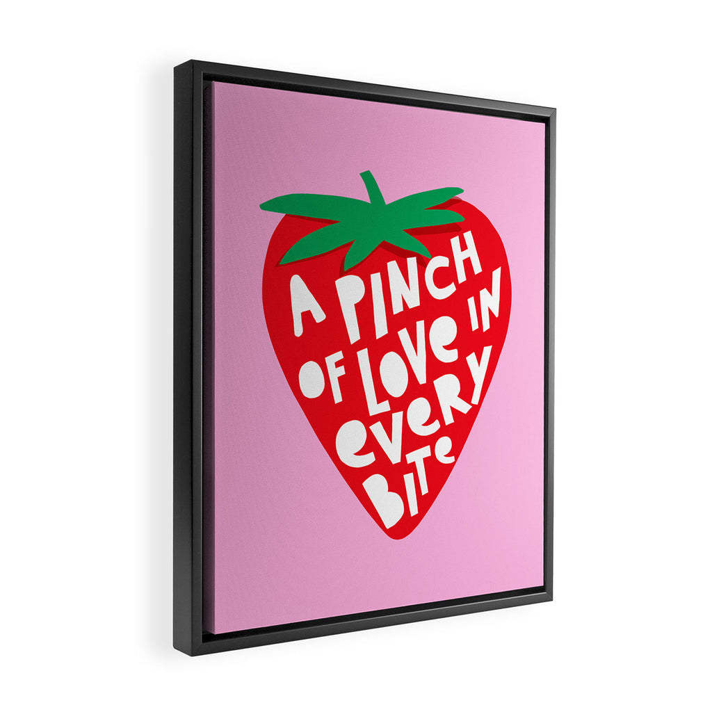 Big Strawberry Fruit with Cut-out Love words Framed Canvas Print Gallery Image 2