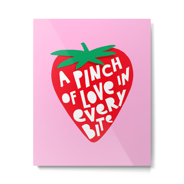 Big Strawberry Fruit with Cut-out Love words Metal Print Gallery Image 1