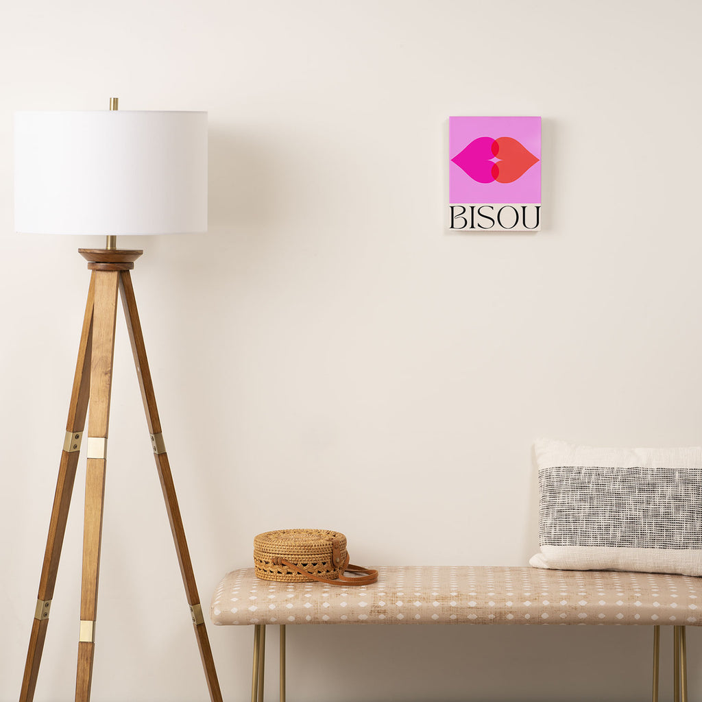 'BISOU' Vibrant Minimal French Love kiss Art Canvas Print Gallery Image 2