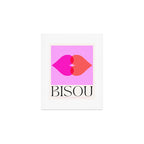 'BISOU' Vibrant Minimal French Love kiss Art Art Print Gallery Image 1