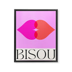 'BISOU' Vibrant Minimal French Love kiss Art Framed Canvas Print Gallery Image 6