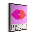 'BISOU' Vibrant Minimal French Love kiss Art Framed Canvas Print Gallery Image 2