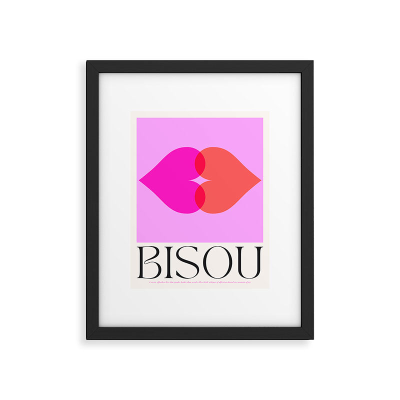 'BISOU' Vibrant Minimal French Love kiss Art Framed Art Print Gallery Image 5