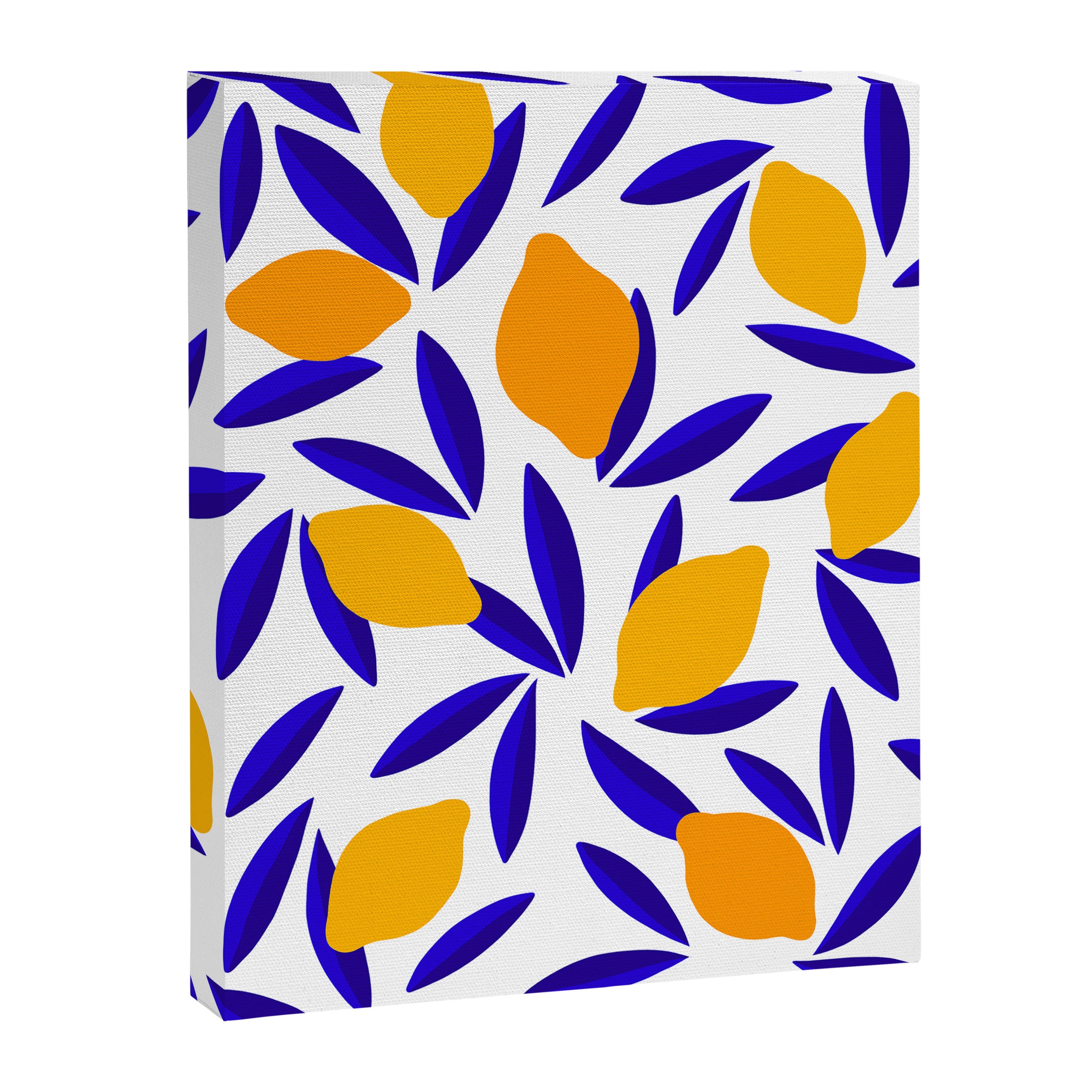 Blue and yellow Lemon Summery Pattern Canvas Print Gallery Image 6