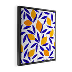Blue and yellow Lemon Summery Pattern Framed Canvas Print Gallery Image 2