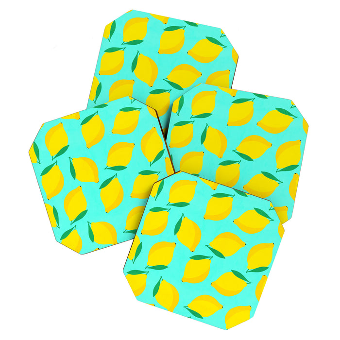 Bold and Vibrant Minimal Lemon Pattern Coaster Gallery Image 1