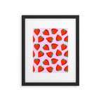 Bold and Vibrant Minimal Strawberry Pattern Pink Red Framed Art Print Gallery Image 5