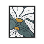 Bold Boho Art Nouveau Floral 3.2 ochre, teal blue, white Framed Canvas Print Gallery Image 6