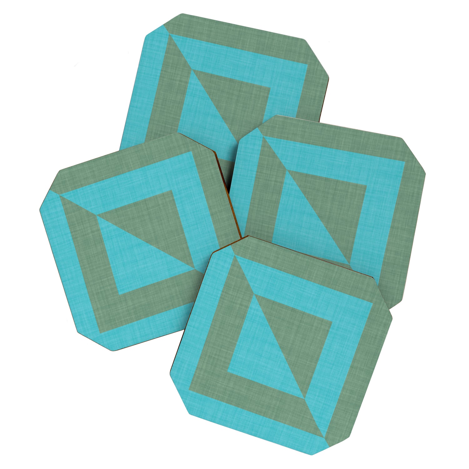 bold minimal greek geometry Green Blue Coaster Gallery Image 1