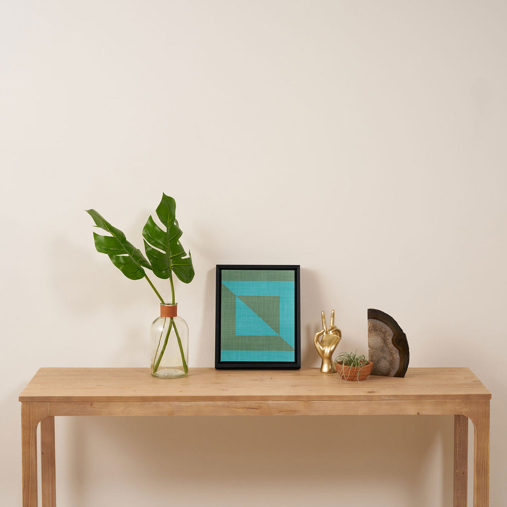 bold minimal greek geometry Green Blue Framed Canvas Print Gallery Image 4