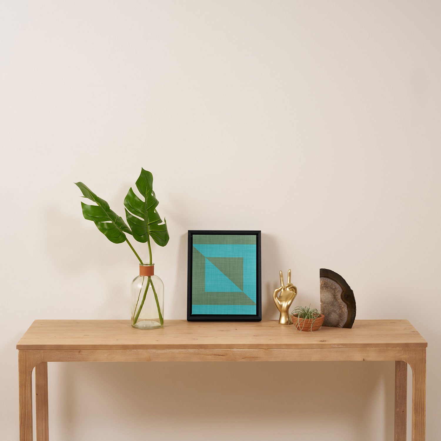 bold minimal greek geometry Green Blue Framed Canvas Print Gallery Image 4