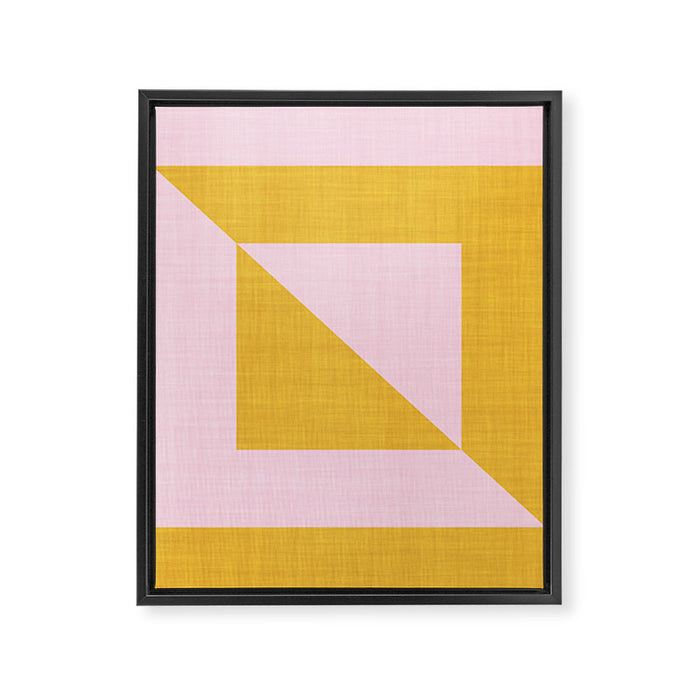 bold minimal greek geometry PInk Yellow Framed Canvas Print Gallery Image 1