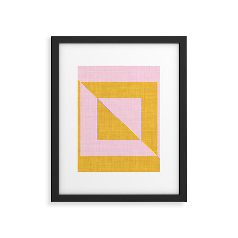bold minimal greek geometry PInk Yellow Framed Art Print Gallery Image 6