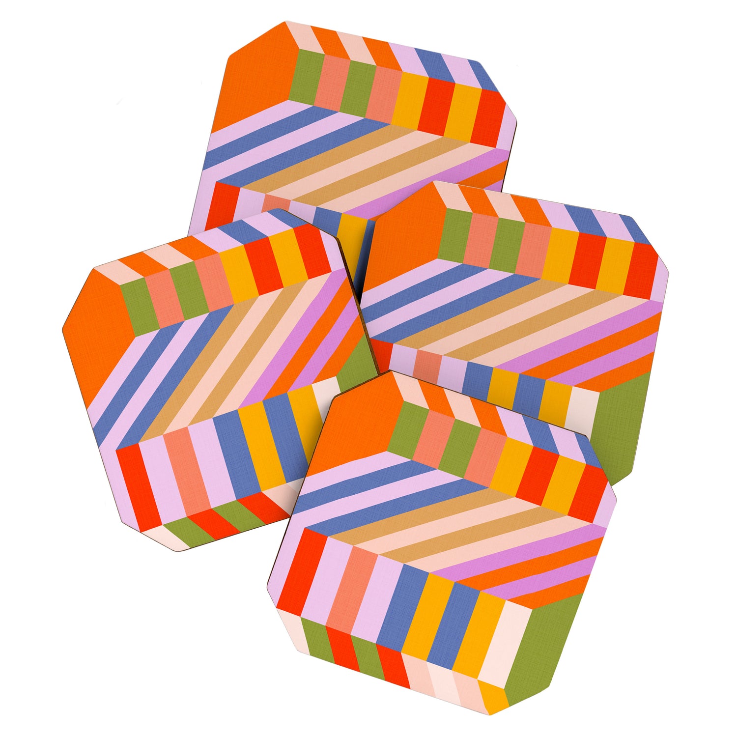 Bold Playful Bauhaus Geometric stripes 1 Coaster Gallery Image 1