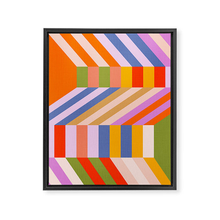 Bold Playful Bauhaus Geometric stripes 1 Framed Canvas Print Gallery Image 1
