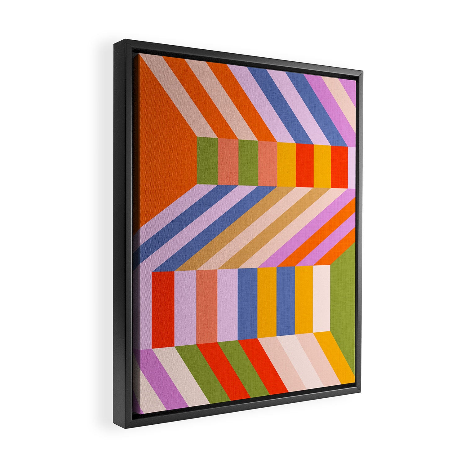 Bold Playful Bauhaus Geometric stripes 1 Framed Canvas Print Gallery Image 2