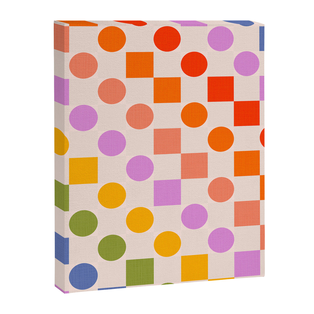 Bold Playful Checks and Dots Pattern - Rainbow colours Canvas Print Gallery Image 6
