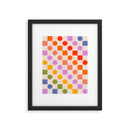 Bold Playful Checks and Dots Pattern - Rainbow colours Framed Art Print Gallery Image 5