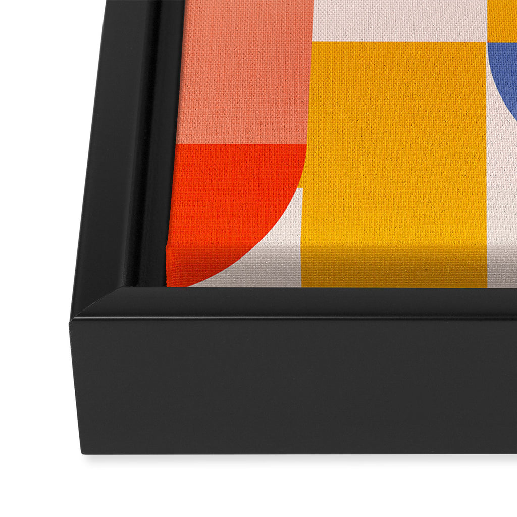 Bold Playful Geometric Bauhaus Checks and stripes Framed Canvas Print Gallery Image 3