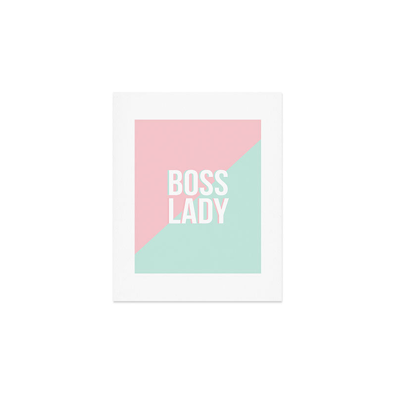 Boss Lady - Pastel Pink and Aqua #bosslady #society6 #typography Art Print Gallery Image 1