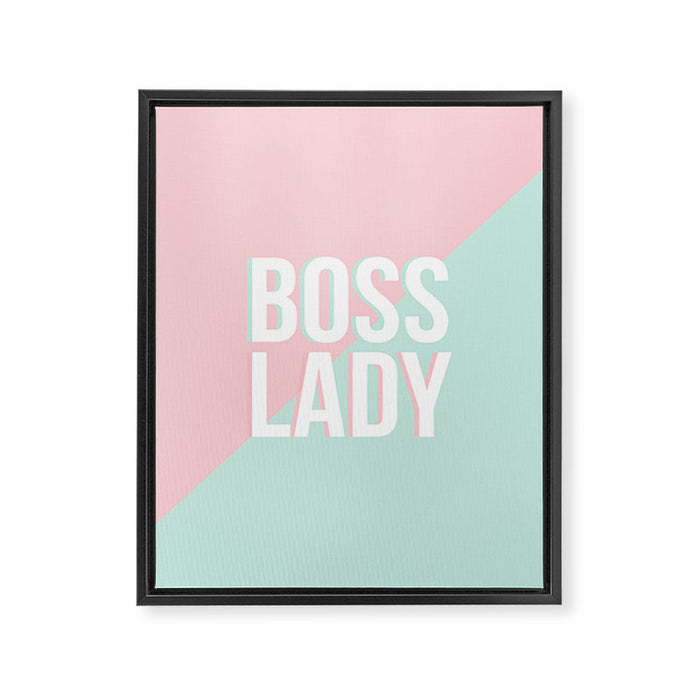 Boss Lady - Pastel Pink and Aqua #bosslady #society6 #typography Framed Canvas Print Gallery Image 1