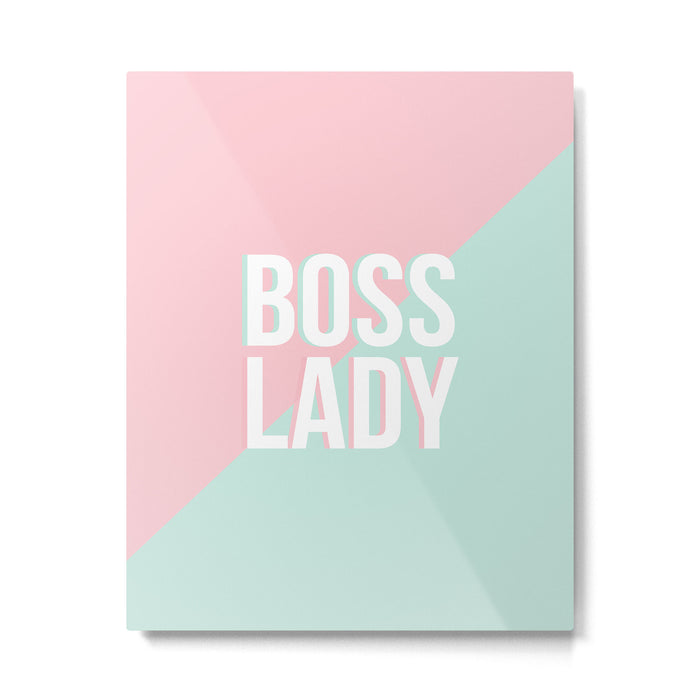 Boss Lady - Pastel Pink and Aqua #bosslady #society6 #typography Metal Print Gallery Image 1