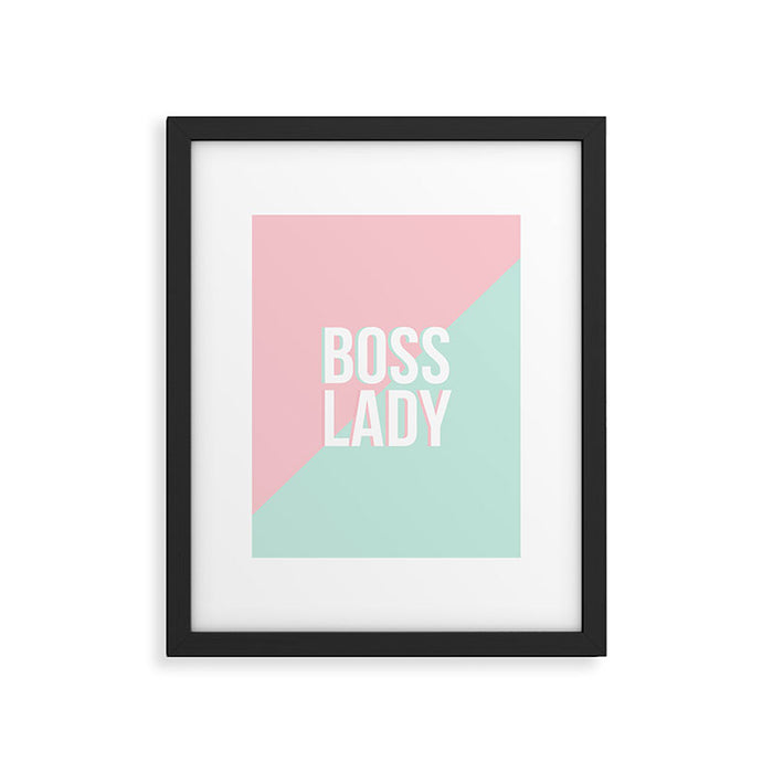 Boss Lady - Pastel Pink and Aqua #bosslady #society6 #typography Framed Art Print Gallery Image 1