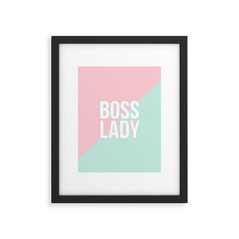 Boss Lady - Pastel Pink and Aqua #bosslady #society6 #typography Framed Art Print Gallery Image 6