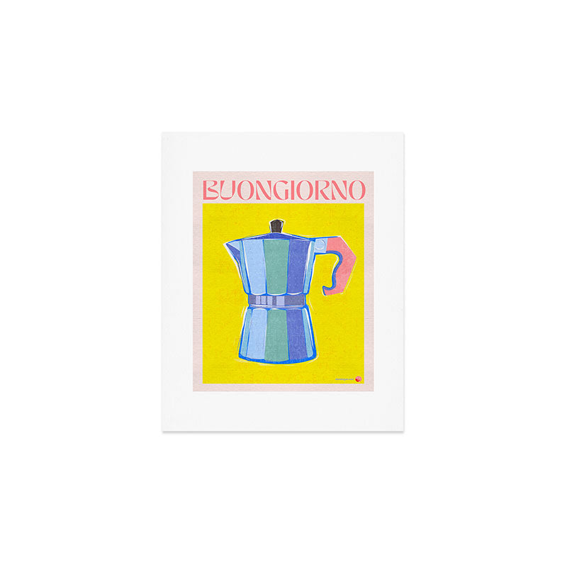 Buongiorno - Bold Retro Italian Coffee Maker Art Print Gallery Image 1