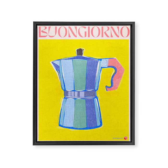 Buongiorno - Bold Retro Italian Coffee Maker Framed Canvas Print Gallery Image 1