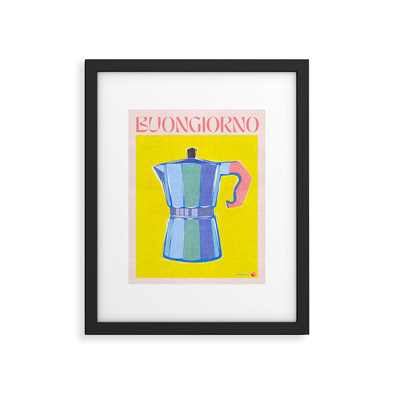 Buongiorno - Bold Retro Italian Coffee Maker Framed Art Print Gallery Image 4