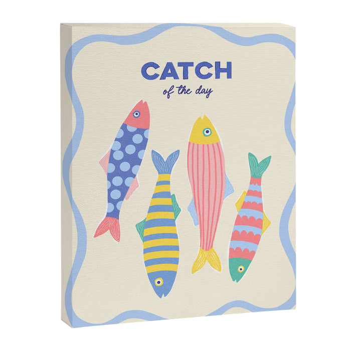  Catch of the Day - Playful Retro Sardine in fun stripes and dots Canvas Print Gallery Image 1