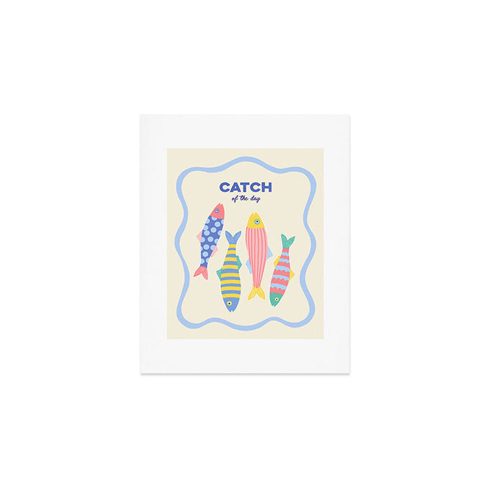  Catch of the Day - Playful Retro Sardine in fun stripes and dots Art Print Gallery Image 1