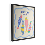  Catch of the Day - Playful Retro Sardine in fun stripes and dots Framed Canvas Print Gallery Image 2