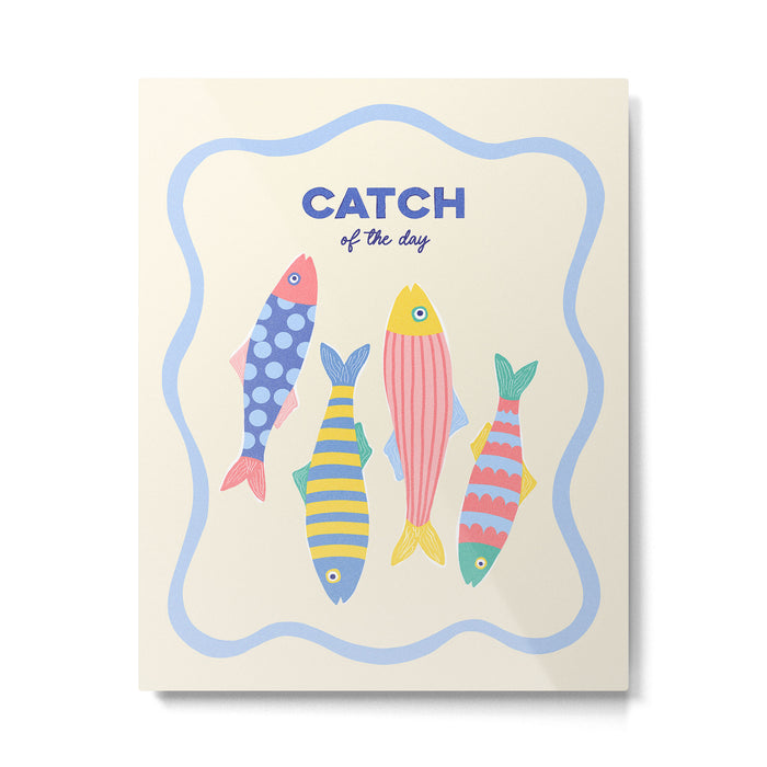  Catch of the Day - Playful Retro Sardine in fun stripes and dots Metal Print Gallery Image 1