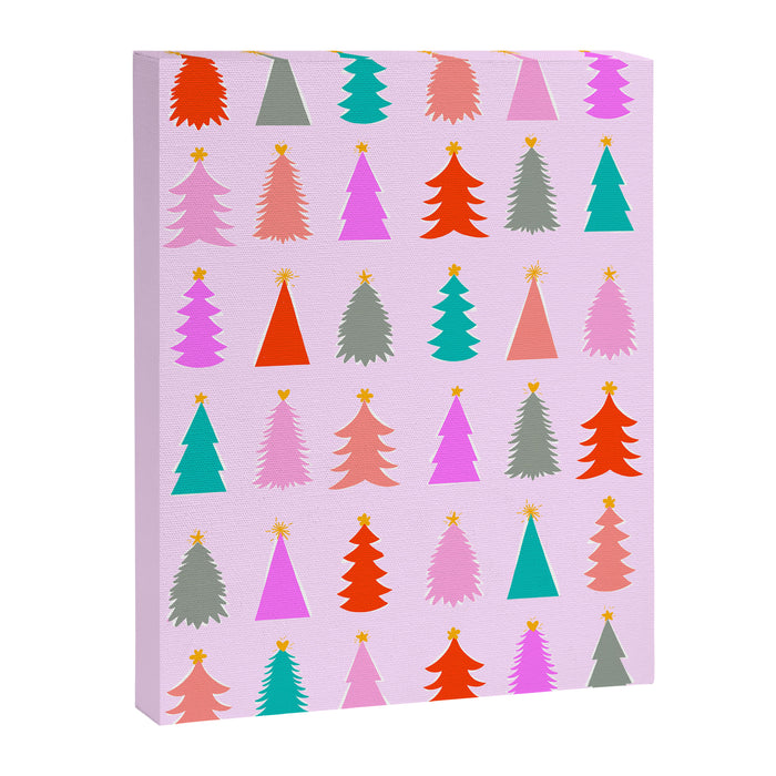 Christmas Tree Pattern on Pink Canvas Print Gallery Image 1