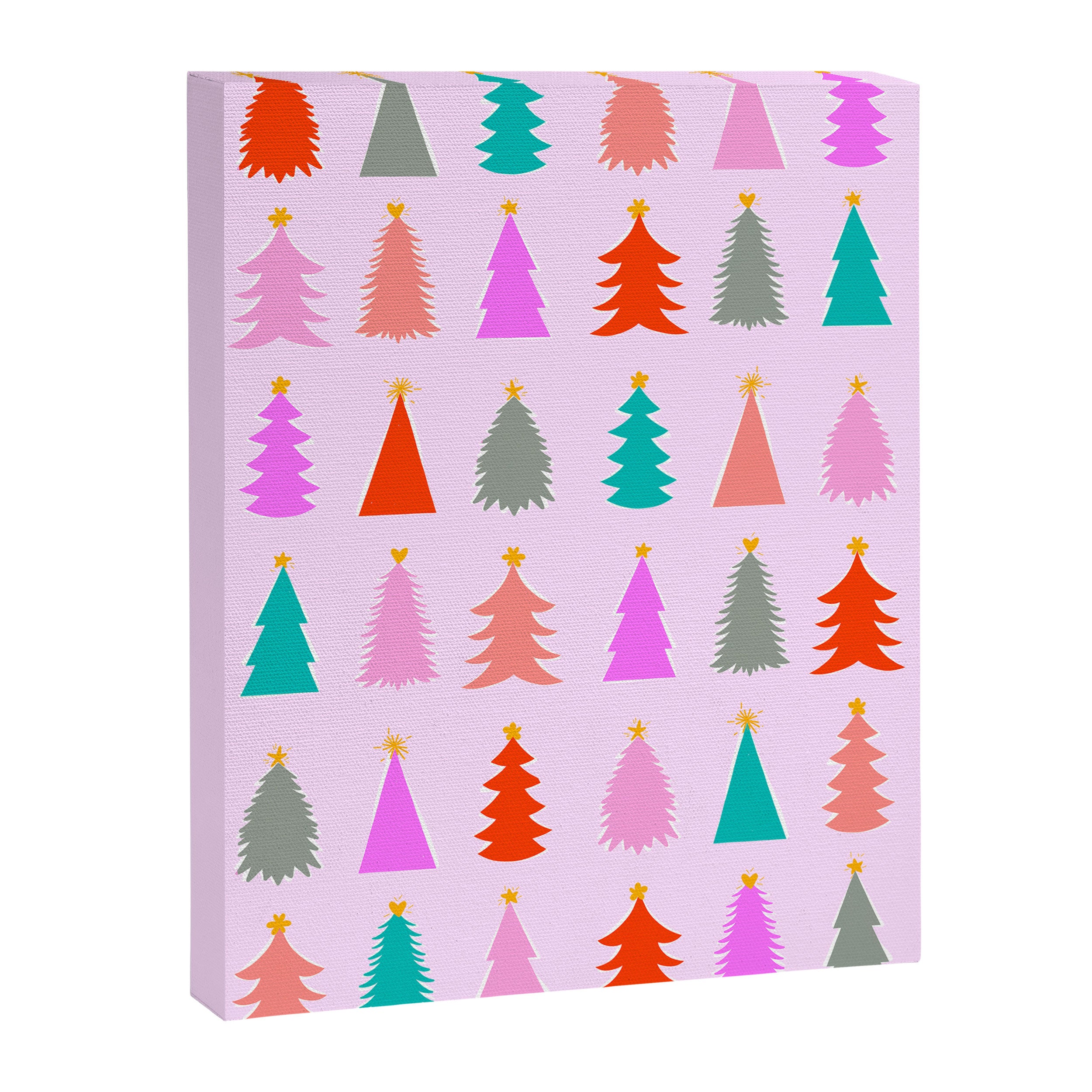 Christmas Tree Pattern on Pink Canvas Print Gallery Image 6