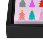 Christmas Tree Pattern on Pink Framed Canvas Print Gallery Image 3