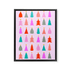 Christmas Tree Pattern on Pink Framed Canvas Print Gallery Image 6